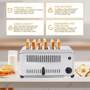 Nhà Máy Giá 4 lát bánh sandwich bánh mì nướng bánh mì tự động thép không gỉ điện 4 lát máy nướng bánh mì - Product Image 4