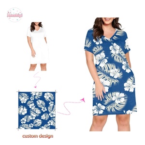 Los mejores sitios de comercio electrónico chino, hojas de palma polinesias, vestidos casuales de diseñador con estampado personalizado para mujer - Product Image 1