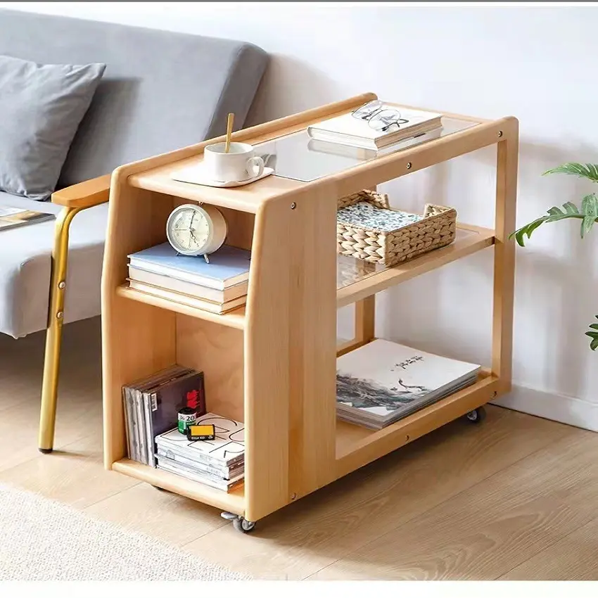 最新のモダンなデザインの木製家具長方形のコーヒーサイドテーブル寝室のセンターテーブルに快適な完全なマンゴーウッド