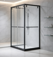 Porte de douche en verre trempé transparent sur mesure et cadre noir pour salle de bain, hôtel, appartement