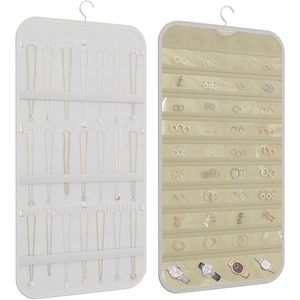 Organisateur de bijoux suspendu, 36 crochets, 40 poches, double face, pour colliers, boucles d'oreilles, rangement pour femmes - Product Image 1