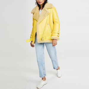 Blouson d'hiver pour <span class=keywords><strong>motard</strong></span> <span class=keywords><strong>en</strong></span> Faux <span class=keywords><strong>cuir</strong></span>, vêtement féminin avec épaules tombantes <span class=keywords><strong>en</strong></span> fourrure, nouveau Design 2020 - Product Image 4