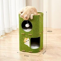 Lit pour chat tendance toutes saisons, durable et peu encombrant, avec cadre d'escalade intégré et griffoir, motif animal