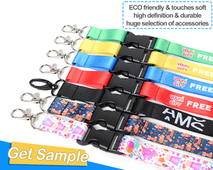 Personalised <b>Polyester</b> Custom Bright Color Sublimation Heat Transfer Printing Keychain <b>Lanyards</b> with Neck Id Badge Card Holder - Product Image 5