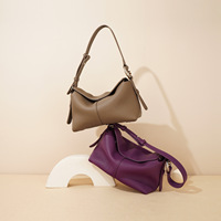 Sac à bandoulière de luxe en cuir de vachette pleine fleur, style sacoche souple, texture litchi premium, pour femme