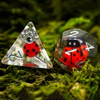 Pour Udixi Logo personnalisé RPG jeu de dés résine polyédrique avec thème coccinelle rouge pour donjons et dragons