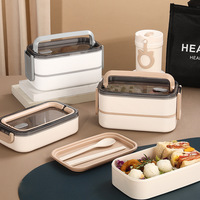 Kotak makan siang Bento dua lapis gaya Jepang, kotak makan siang Bento, peralatan kantor, pekerja Sekolah Dasar
