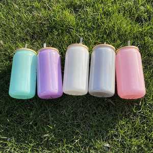 Bouteille isotherme à sublimation vierge 15oz 16oz 20oz, Mug de voyage irisé, Verre à paillettes transparent scintillant - Product Image 3