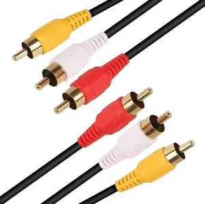 1m 1.5m 1.8m RGB Red White Yellow Gold Nickle Plated AV 3RCA To 3RCA Sexi Audio Video Cable For VCR DVD Set Top Box HDTV