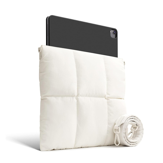 Custom Business Sling Crossbody Quilted Puffer Tablet Sleeve Case Shoulder Puffy Laptop Bag With Shoulder Strap