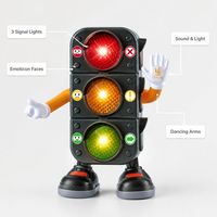Jouet éducatif pour la sécurité routière des tout-petits : feux de circulation interactifs rechargeables USB-C, écologiques, avec sons et musique