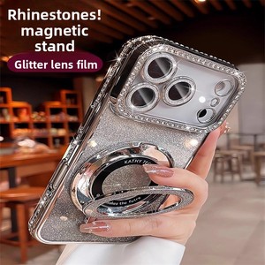เคสโทรศัพท์เคลือบเงาประดับกลิตเตอร์และเพชรเทียม พร้อมที่ยึดแม่เหล็กสำหรับ 17 <span class=keywords><strong>PRO</strong></span> MAX/ฟิล์มเลนส์/16 - Product Image 1