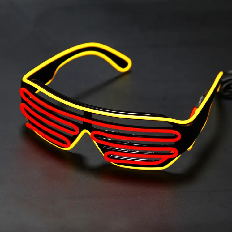 Fashion El Wire Colorful Shutter Shades Led Wire Glasses Sunglasses For Night Party Light Up Glasses El Wire Glasses
