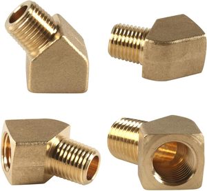 Raccord coudé en laiton à 45 degrés, filetage NPT mâle x femelle conique, 1/8" 1/4" 3/8" NPT pour compresseur d'air, gaz, hydraulique - Product Image 2