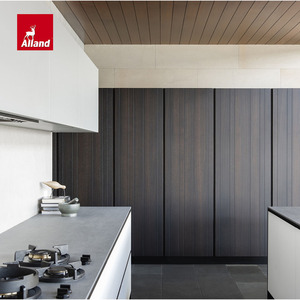 Muebles <span class=keywords><strong>de</strong></span> Lujo Personalizados <span class=keywords><strong>de</strong></span> MDF y Melamina, Gabinetes <span class=keywords><strong>de</strong></span> Cocina <span class=keywords><strong>de</strong></span> Roble Ahumado Sólido con Puertas <span class=keywords><strong>de</strong></span> Vidrio, Encimera <span class=keywords><strong>de</strong></span> Mármol y Fregadero - Product Image 3