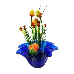 Conjuntos de vaso de madeira feito à mão forma de retangular, vaso de flores de madeira com plástico verde oem personalizado estilo europeu vaso de planta colorida