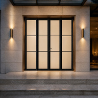 Portes principales en acier, barres de fer forgé, vitrage et porte simple, volet métallique en aluminium motif fleur de lotus, grille de protection en fer pour maison, porte en fer forgé