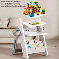 VSUCH Table de jeu et de rangement tout-en-un pour enfants avec base de construction compatible table et chaises pliables pour enfants