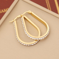 YW mode Zircon femmes boucles d'oreilles géométrique en acier inoxydable 18K or boucles d'oreilles Simple bijoux accessoires cadeau