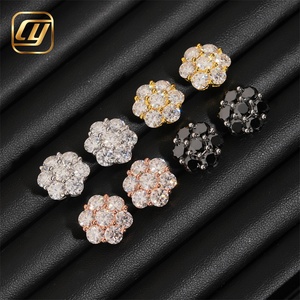 Boucles d'oreilles en forme de fleur en moissanite, argent 925 plaqué or rose, bijoux de luxe pour femmes, à porter au quotidien - Product Image 1