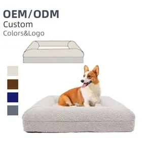Custom Wholesale Anti Anxiety Durable Luxury Large Orthopedic Memory Foam Washable Pet Dog Bed