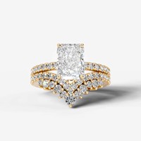 Ensemble de mariage en or 14 carats avec diamant de laboratoire certifié IGI de 2 carats, coupe radiante, couleur D F, clarté VS, bague de fiançailles et alliance
