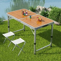 Juego de Mesa Plegable Portátil para Exteriores de Fibra de Aluminio, Altura Ajustable, con Taburetes para Eventos al Aire Libre