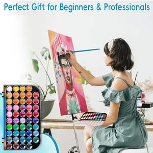 Ensemble de peinture à l'aquarelle solide de 48 <span class=keywords><strong>couleurs</strong></span> avec 3 pinceaux, non toxique, kit d'aquarelle lavable et vibrant pour artistes, enfants, débutants, jeunes enfants - Product Image 6