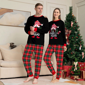 Conjuntos de pijamas navideños a juego para la familia, con estampado de letras, diseño de gnomos, a cuadros rojo y negro, camiseta de manga larga y pantalones, ropa de dormir, venta al por mayor, personalizado - Product Image 2