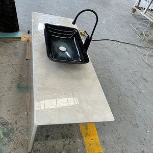 Comptoir de salle de bain et de cuisine en pierre d'onyx, marbre, cristal blanc, quartz, translucide, simple, personnalisé et luxueux - Product Image 3