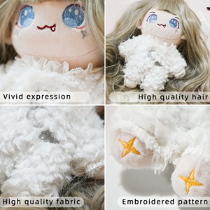 Poupée en mohair de luxe stylable 20 cm, peluche, personnage, habillage, adorable poupée en coton doux avec tenue amovible - Product Image 2