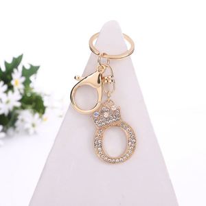 Porte-clés Couronne pour Femme, Breloques de Sac à Main, Porte-clés Alphabet en Strass de Cristal, Pendentif Couronne Lettre Initiale avec Anneau pour Clés - Product Image 4