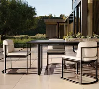 Jardin d'été en plein air tous temps fonte d'aluminium rectangle grande table à manger 84 ''96'' 108 ''120'' personnaliser