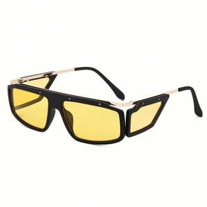 Lunettes de soleil rectangulaires rétro tendance 2022, UV400, en métal, style steampunk, pour hommes - Product Image 5