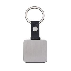 Factory Customized Stainless Steel PU Keychain Laser Engraving Blank UV Printing <b>square</b> Company logo - Product Image 5