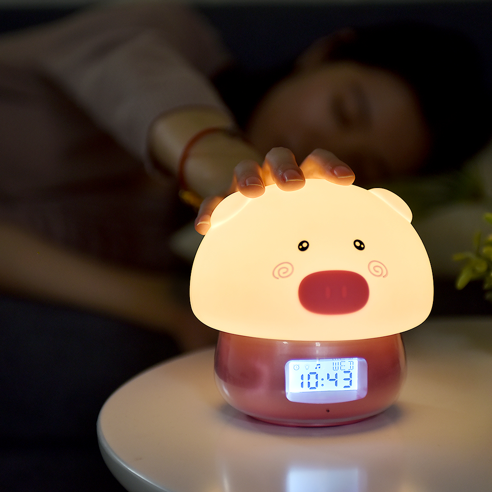 Настольные ночные часы с дистанционным управлением, креативные детские часы с будильником в виде свиньи