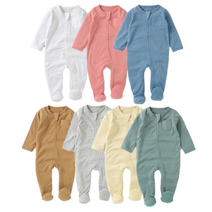 Mameluco de algodón puro Clase A para recién nacido, pelele de algodón orgánico para bebé, ropa para gatear con pies cubiertos, mono para bebé. - Product Image 1