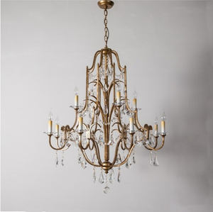 Plafonnier suspendu en <span class=keywords><strong>fer</strong></span> forgé au cristal, design nordique moderne, vintage, idéal pour une entrée - Product Image 2