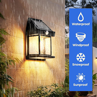 Lampe murale solaire extérieure conforme à la norme RoHS, ampoule LED tungstène blanc chaud, corps en PC, étanche IP65, alimentation par batterie CC, jardin