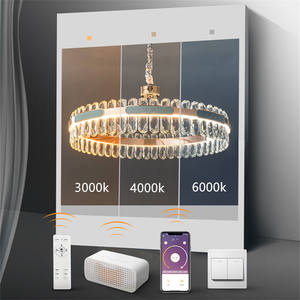 Décoration Cercle Lampes Suspendues Led Salon Moderne Rond Or Luxe K9 Lustres En Cristal - Product Image 3