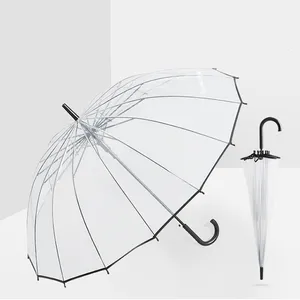 Grote Heldere Paraplu Voor Reis-En Buitenevenementen Bruiloft Regen Winddicht Transparant Auto Open Stok Paraplu