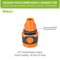 Connecteur de tuyau d'irrigation de jardin recouvert de TPR souple, raccord rapide de 3/8 pouce pour tuyau de 8 mm de diamètre intérieur