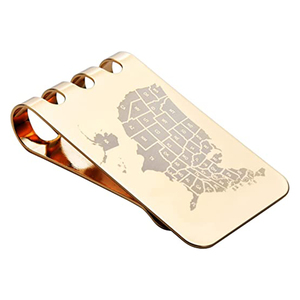 Wholesale Personalized Custom Unisex Vintage Slim Stainless Steel Fold <b>Wallet</b> Money Clip Gold with Logo - Product Image 3