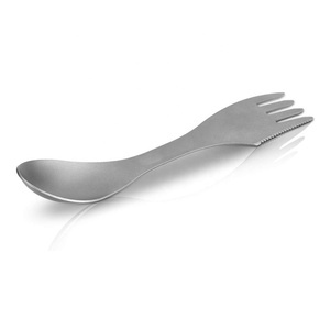 Combo 3 trong 1 kim loại bạc du lịch ngoài trời dã ngoại thép không gỉ Titan spork cắm trại ngã ba và muỗng dao Bộ dao kéo - Product Image 5
