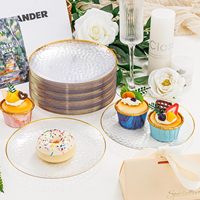 100 Assiettes jetables en plastique martelé doré de 7 pouces, robustes et élégantes, pour desserts et apéritifs, idéales pour fêtes et mariages