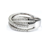 Chine livraison rapide habile Top qualité 14k or blanc massif véritable diamant rond torsion femmes bague bandes pour cadeau de mariage