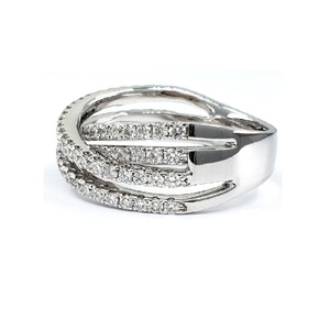 Chine livraison rapide habile Top qualité 14k or blanc massif véritable diamant rond torsion femmes bague bandes pour cadeau de mariage - Product Image 2