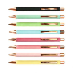 Bolígrafos con Logotipo Personalizado, Suministro de Fábrica, Bolígrafo Promocional Novedoso de Metal Color Oro Rosa, Bolígrafo con Punta de Bola de Goma Mate - Product Image 1
