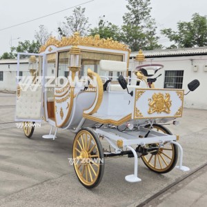 Reliable Electric Horse Carriage Royal Wedding Carriage Ornate White and Gold Design for Sightseeing and Tourism Use - Product Image 5