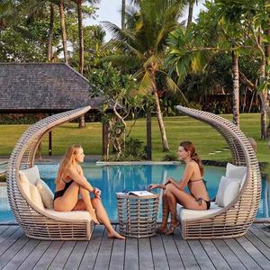 Lettino in Rattan per Esterni, Stile Nido d'Uccello, Sedia a Sdraio per Giardino, Cortile, Spiaggia e <span class=keywords><strong>Piscina</strong></span>, Famoso su Internet - Product Image 4